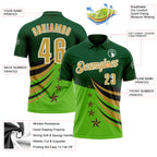 Custom Green Old Gold Black-White 3D Pattern Design Star Performance Polo Shirt