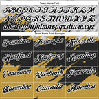 Custom Old Gold Black Gray-White 3D Pattern Design Splash Performance Polo Shirt
