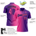Custom Purple Pink-Black 3D Gradient Fashion Performance Polo Shirt