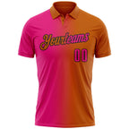 Custom Texas Orange Hot Pink-Black 3D Gradient Fashion Performance Polo Shirt