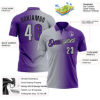 Custom Purple Gray-Black 3D Gradient Fashion Performance Polo Shirt