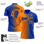 Custom Thunder Blue Bay Orange-Black 3D Gradient Fashion Performance Polo Shirt