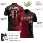 Custom Black Crimson-City Cream 3D Gradient Fashion Performance Polo Shirt