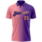 Custom Purple Medium Pink-Black 3D Gradient Fashion Performance Polo Shirt