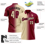 Custom Maroon Cream-Black 3D Gradient Fashion Performance Polo Shirt