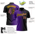 Custom Black Purple-Gold 3D Gradient Fashion Performance Polo Shirt
