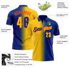 Custom Royal Yellow-Orange 3D Gradient Fashion Performance Polo Shirt