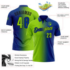 Custom Royal Neon Green-Black 3D Gradient Fashion Performance Polo Shirt