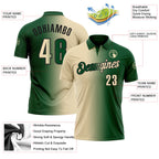Custom Green Cream-Black 3D Gradient Fashion Performance Polo Shirt