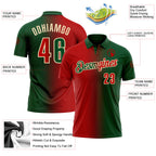 Custom Green Red-Cream 3D Gradient Fashion Performance Polo Shirt