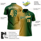 Custom Green Old Gold-Cream 3D Gradient Fashion Performance Polo Shirt