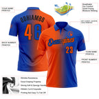 Custom Thunder Blue Orange-Black 3D Gradient Fashion Performance Polo Shirt