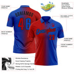 Custom Thunder Blue Red-Black 3D Gradient Fashion Performance Polo Shirt