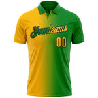 Custom Grass Green Gold-Black 3D Gradient Fashion Performance Polo Shirt