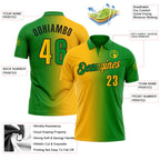 Custom Grass Green Gold-Black 3D Gradient Fashion Performance Polo Shirt