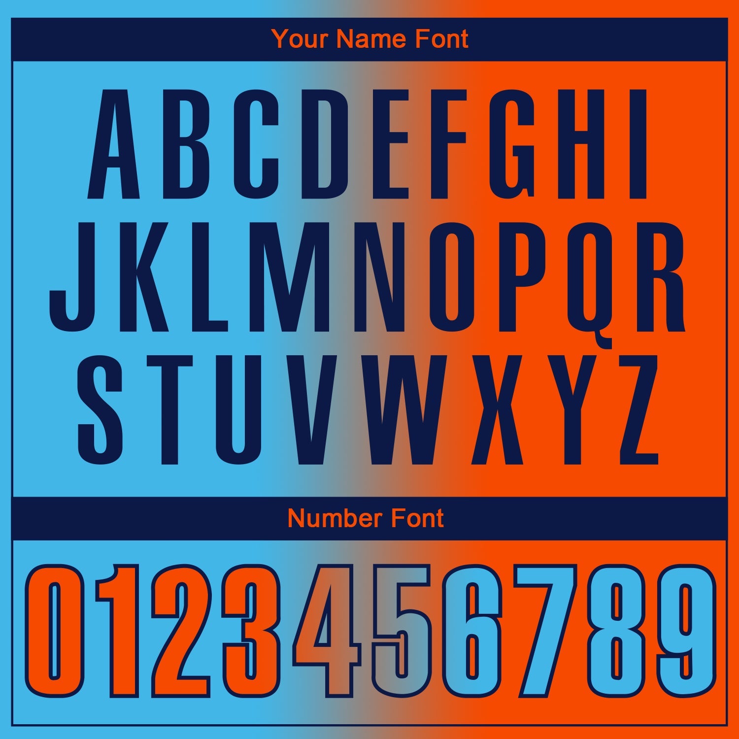 Custom Sky Blue Orange-Navy 3D Gradient Fashion Performance Polo Shirt