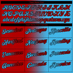 Custom Sky Blue Red-Black 3D Gradient Fashion Performance Polo Shirt