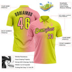 Custom Neon Yellow Medium Pink-Black 3D Gradient Fashion Performance Polo Shirt