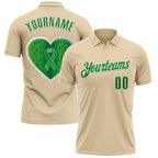 Custom City Cream Grass Green-White 3D Pattern Design Green Ribbon Liver Cancer Heart Performance Polo Shirt