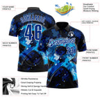 Custom Blue Royal-White 3D Pattern Design Dark Blue Ribbon Colorectal Cancer Awareness Colon Performance Polo Shirt