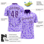 Custom Purple White 3D Pattern Design Purple Ribbon Gynecological Cancer Awareness Performance Polo Shirt