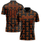 Custom Black Orange 3D Pattern Design Orange Ribbon Kidney Cancer Awareness Performance Polo Shirt