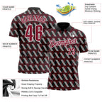 Custom Black Crimson-White 3D Pattern Design Burgundy And White Ribbon Head And Neck Cancer Cancer Awareness Performance Polo Shirt