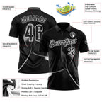 Custom Black White 3D Pattern Design Black Ribbon Skin Cancer Cancer Awareness Performance Polo Shirt