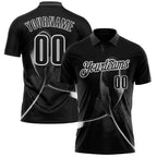 Custom Black White 3D Pattern Design Black Ribbon Skin Cancer Cancer Awareness Performance Polo Shirt