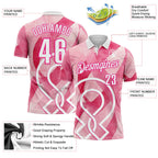 Custom Pink White-Hot Pink 3D Pink Ribbon Breast Cancer Awareness Performance Polo Shirt