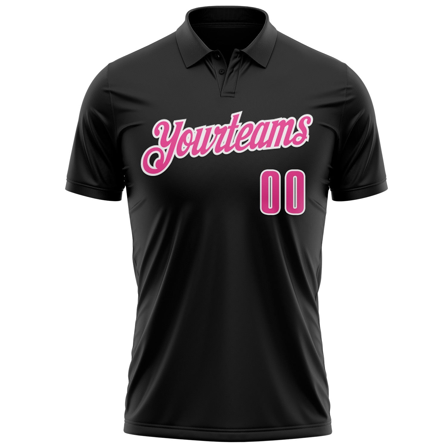 Custom Black Pink-White 3D Pink Ribbon Breast Cancer Awareness Performance Polo Shirt