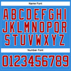 Custom Sky Blue Red-White Hockey Lace Neck Jersey