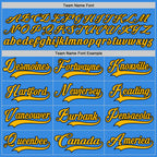 Custom Powder Blue Gold-Black Hockey Jersey