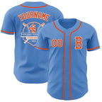 Custom Powder Blue Orange-White Authentic Baseball Jersey