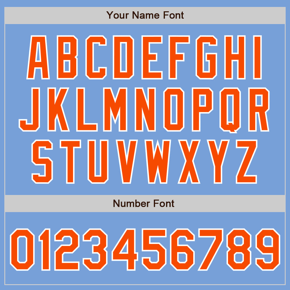 Custom Powder Blue Orange-White Authentic Baseball Jersey