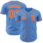 Custom Powder Blue Orange-White Authentic Baseball Jersey