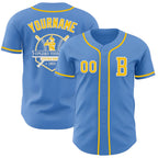 Custom Powder Blue Yellow-White Authentic Baseball Jersey