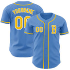 Custom Powder Blue Yellow-White Authentic Baseball Jersey