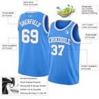 Custom Powder Blue White-Gray Authentic Basketball Jersey