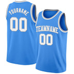 Custom Powder Blue White-Gray Authentic Basketball Jersey