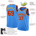 Custom Powder Blue Red-Gold Authentic Basketball Jersey