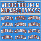 Custom Powder Blue White Navy Orange-Gold Authentic Basketball Jersey