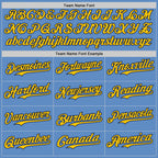 Custom Powder Blue Navy-Yellow Authentic Baseball Jersey