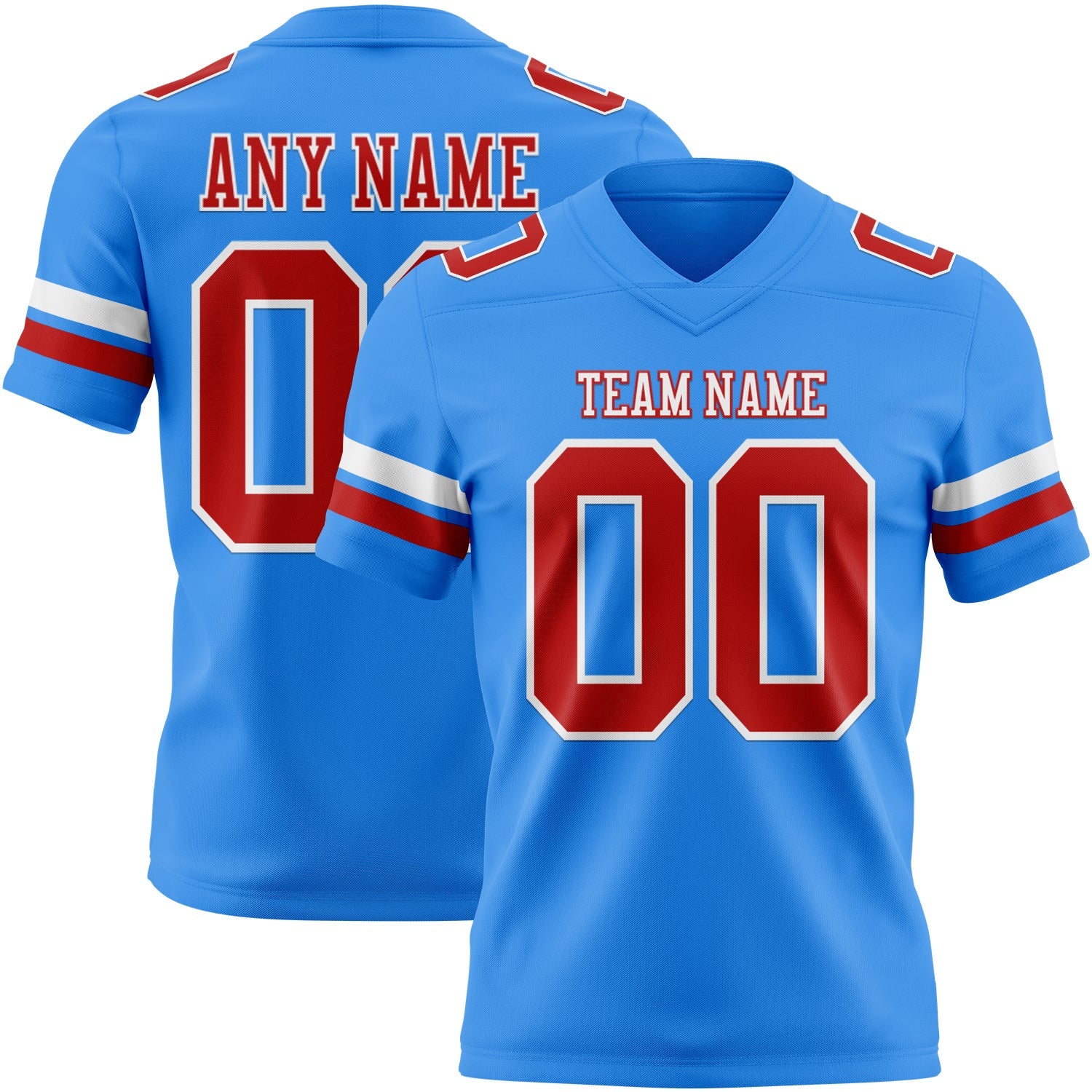 Custom Powder Blue Red-White Authentic Football Jersey