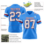 Custom Powder Blue White-Red Authentic Football Jersey