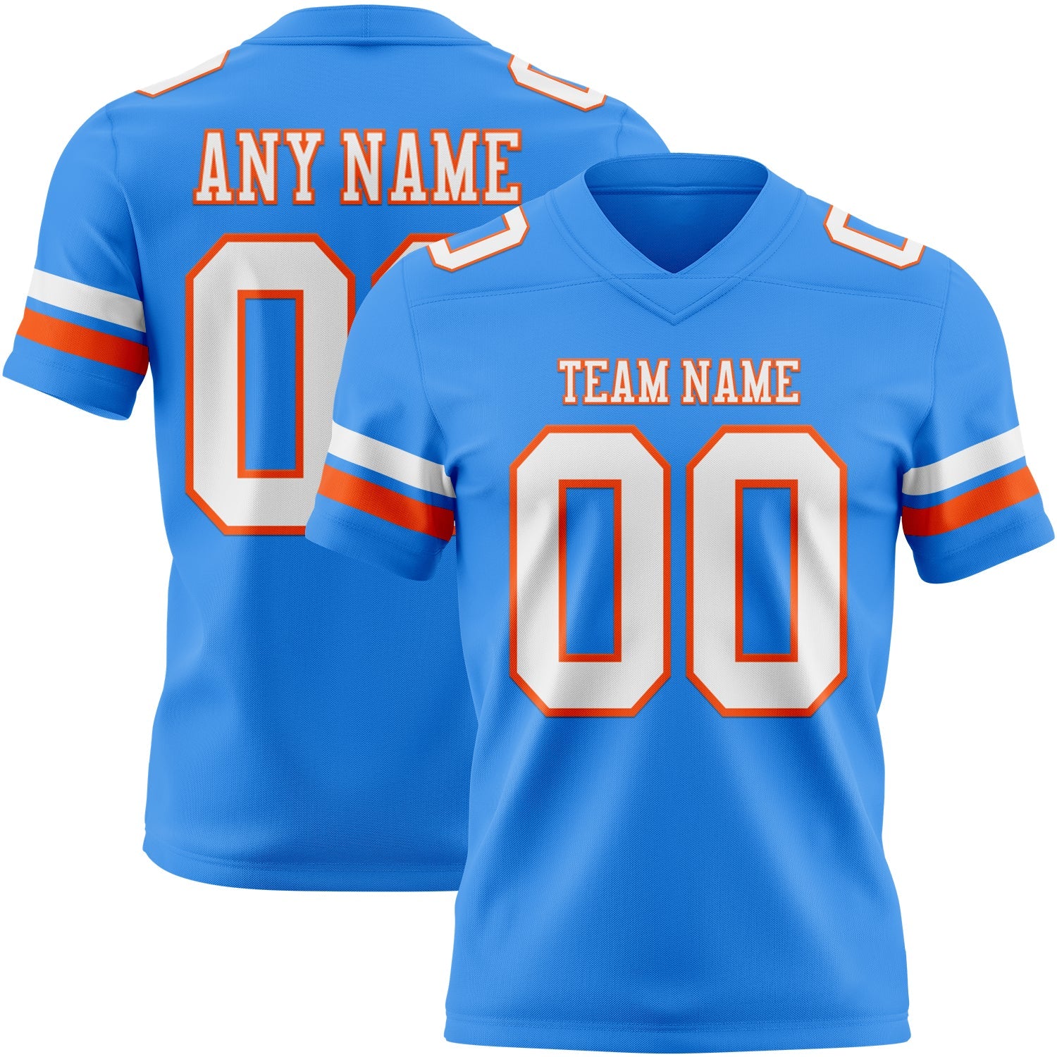 Custom Powder Blue White-Orange Authentic Football Jersey