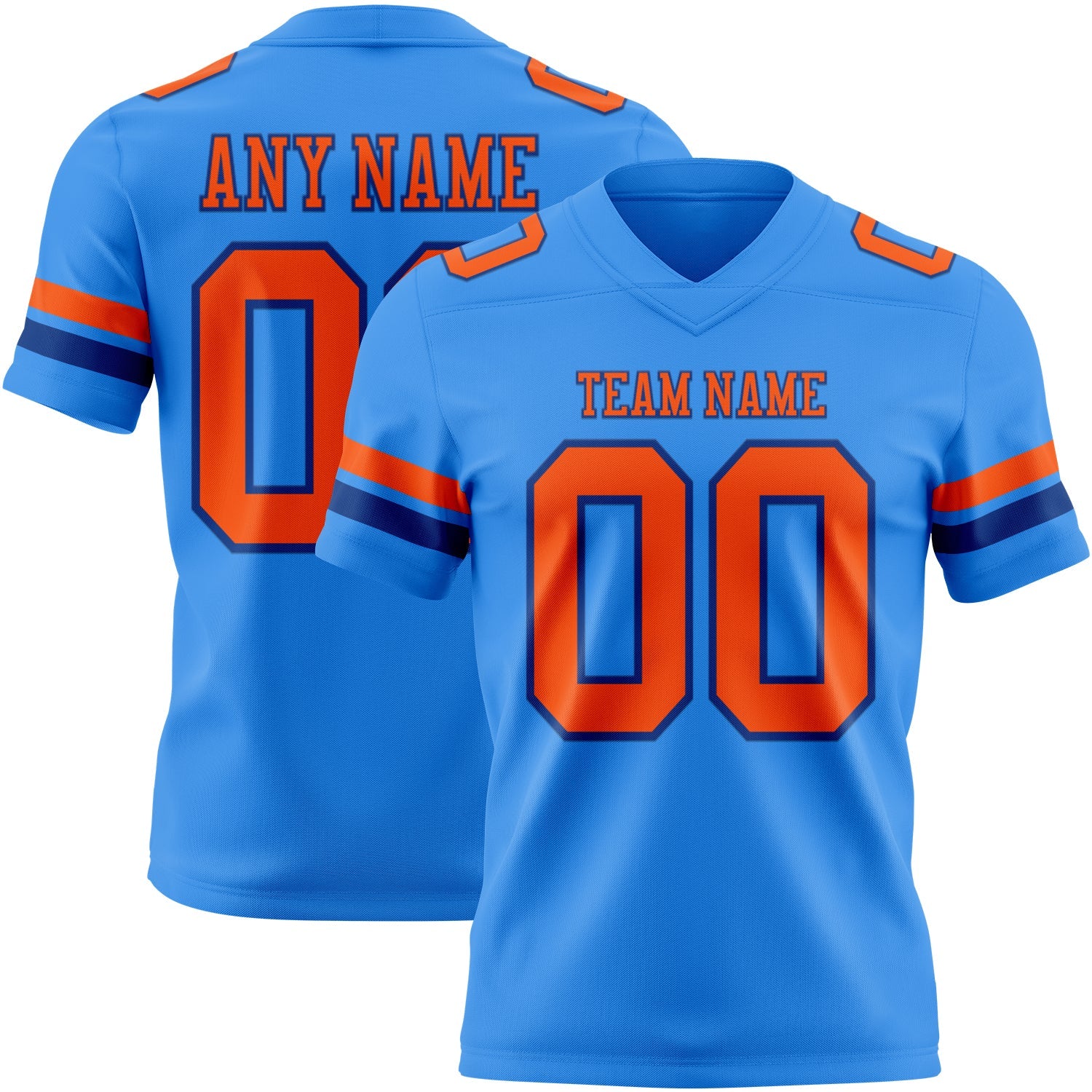 Custom Powder Blue Orange-Royal Authentic Football Jersey