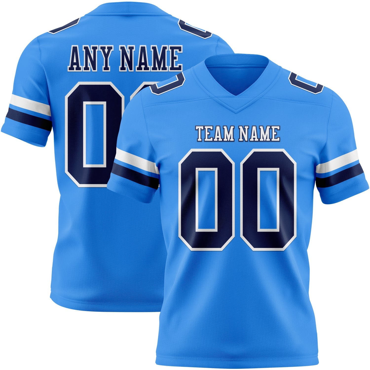 Custom Powder Blue Navy-White Authentic Football Jersey