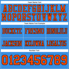 Custom Powder Blue Orange-Black Authentic Football Jersey
