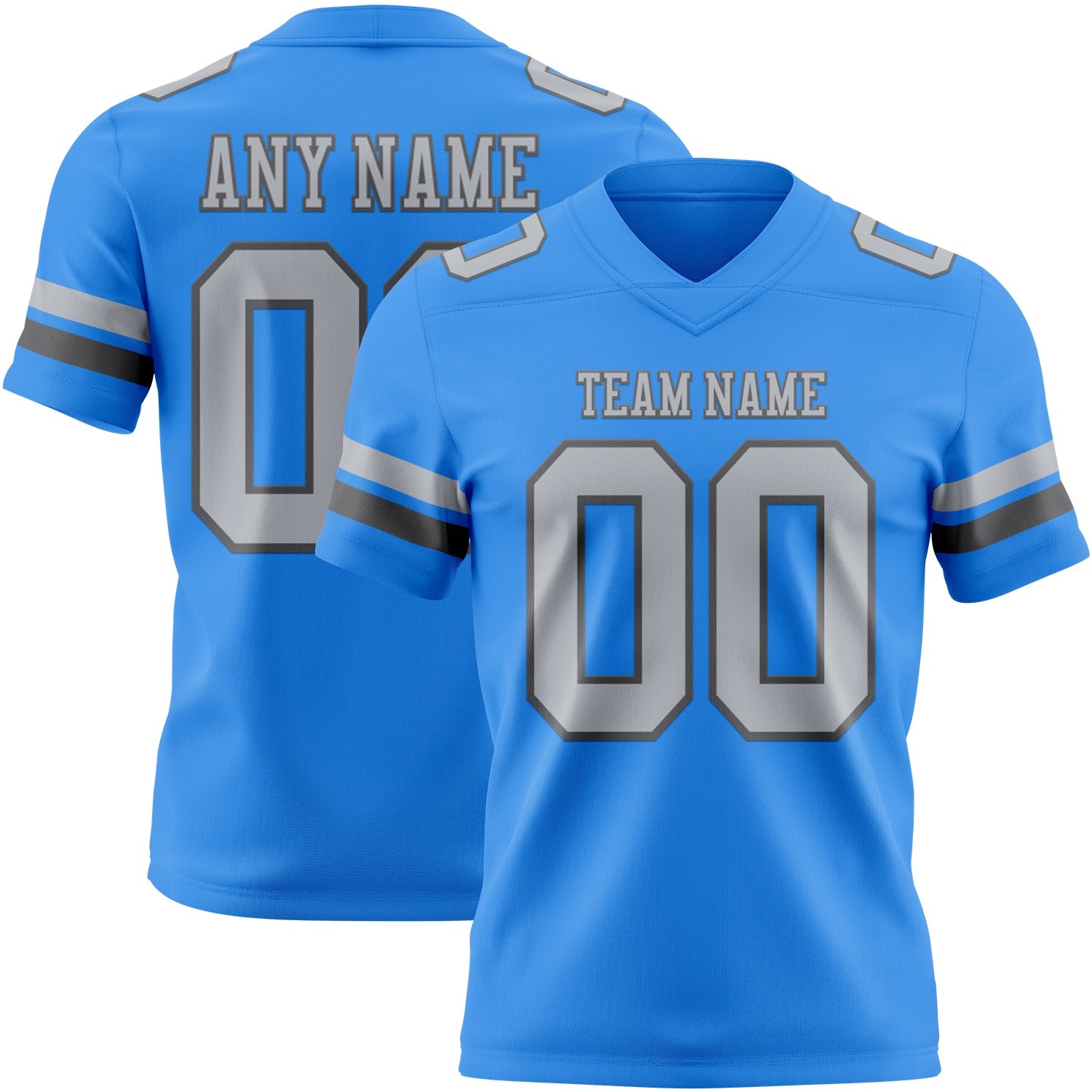 Custom Powder Blue Gray-Steel Gray Authentic Football Jersey